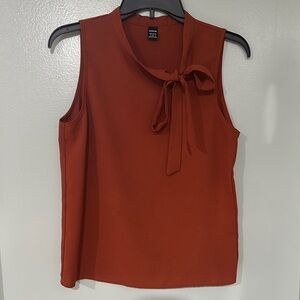 SHEIN Brown Sleeveless Blouse with Tie Front